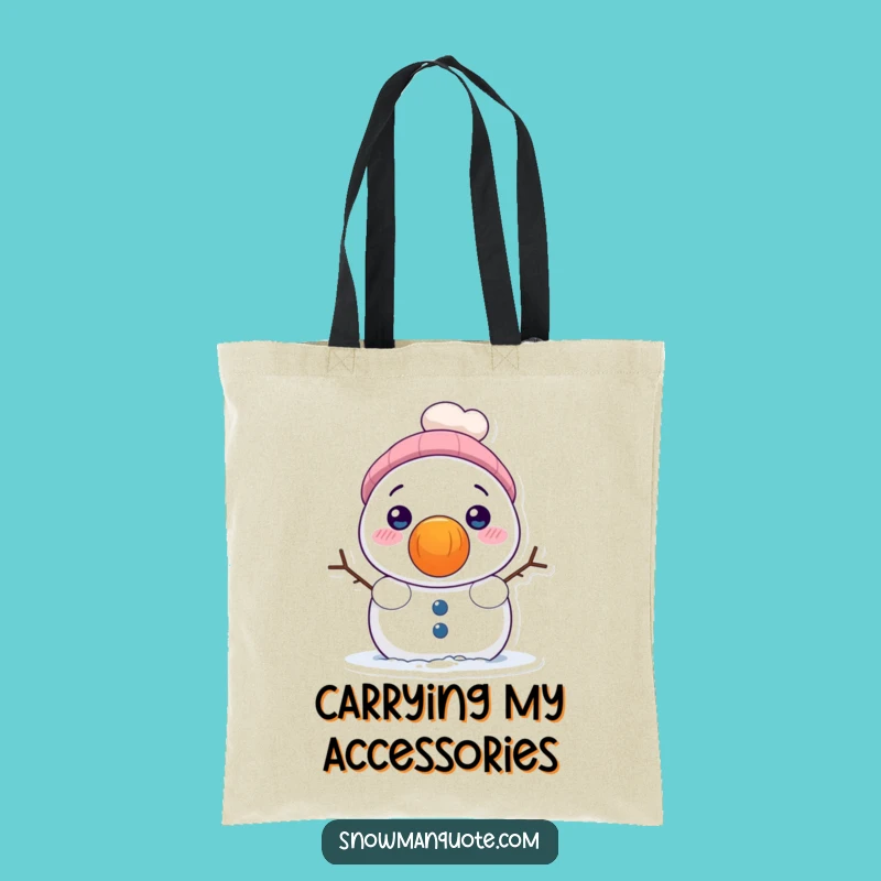 Funny Snowman Carrot Nose Tote Bag - Shy Winter Peek Accessory Gift