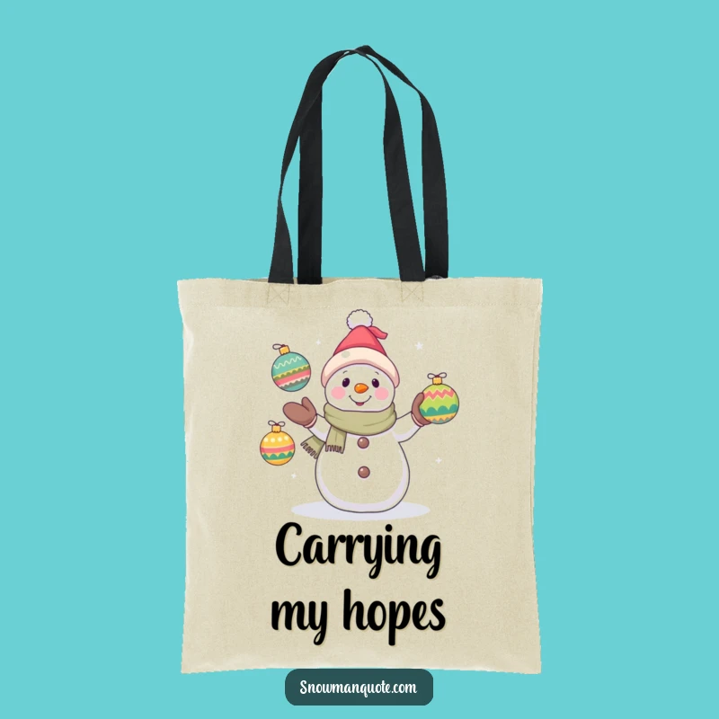 Funny Snowman Juggling Tote Bag: Carry Holiday Cheer with Hopeful Winter Fun Gift