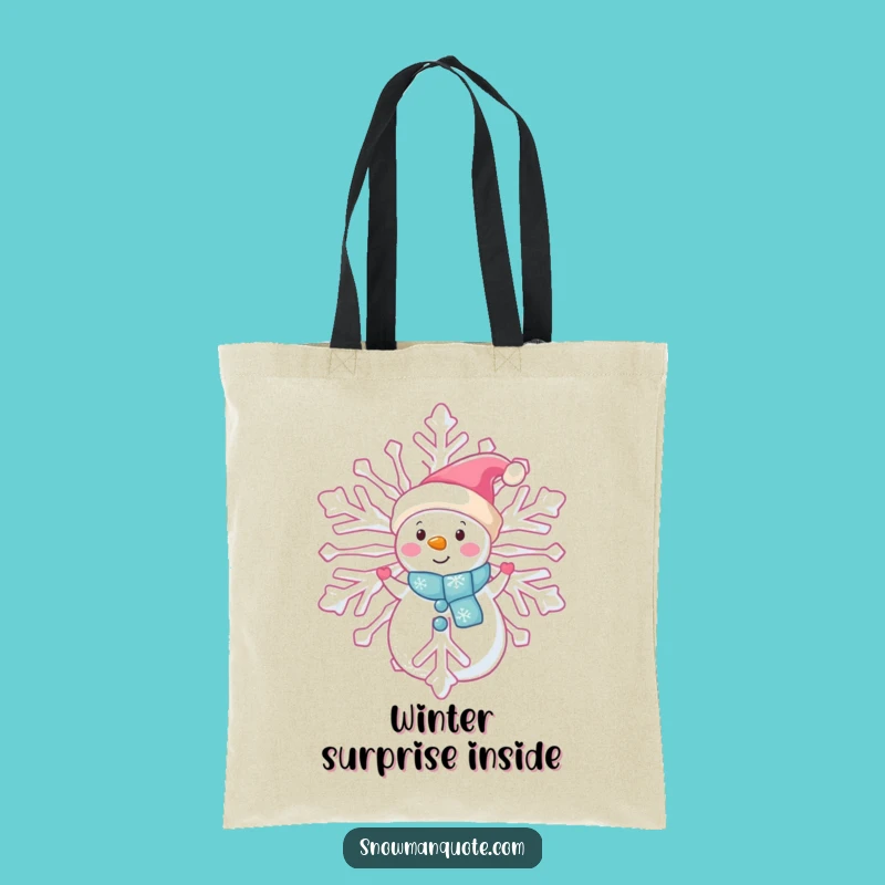 Funny Snowman Peeking Tote Bag: Mysterious Winter Accessory for Errands
