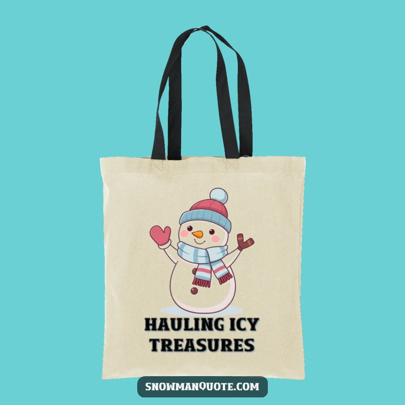 Funny Snowman Tote Bag - Jaunty Scarf & Wave for Stylish Errands Gift