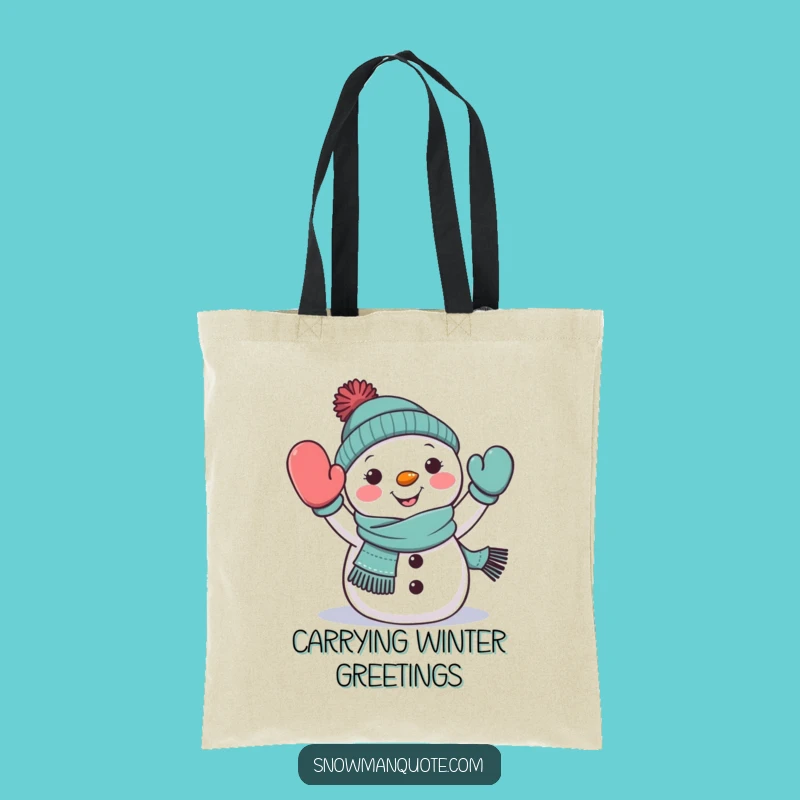 Funny Snowman Waving Tote Bag: Cheerful Winter Accessory for Errands