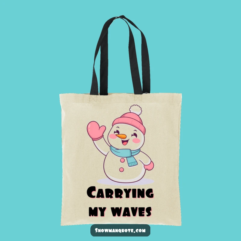 Funny Waving Snowman Tote Bag - Enthusiastic Winter Accessory