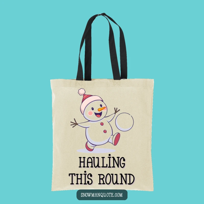 Funny Snowman Chase Tote Bag: Playful Winter Pal, Energetic Fun Gift