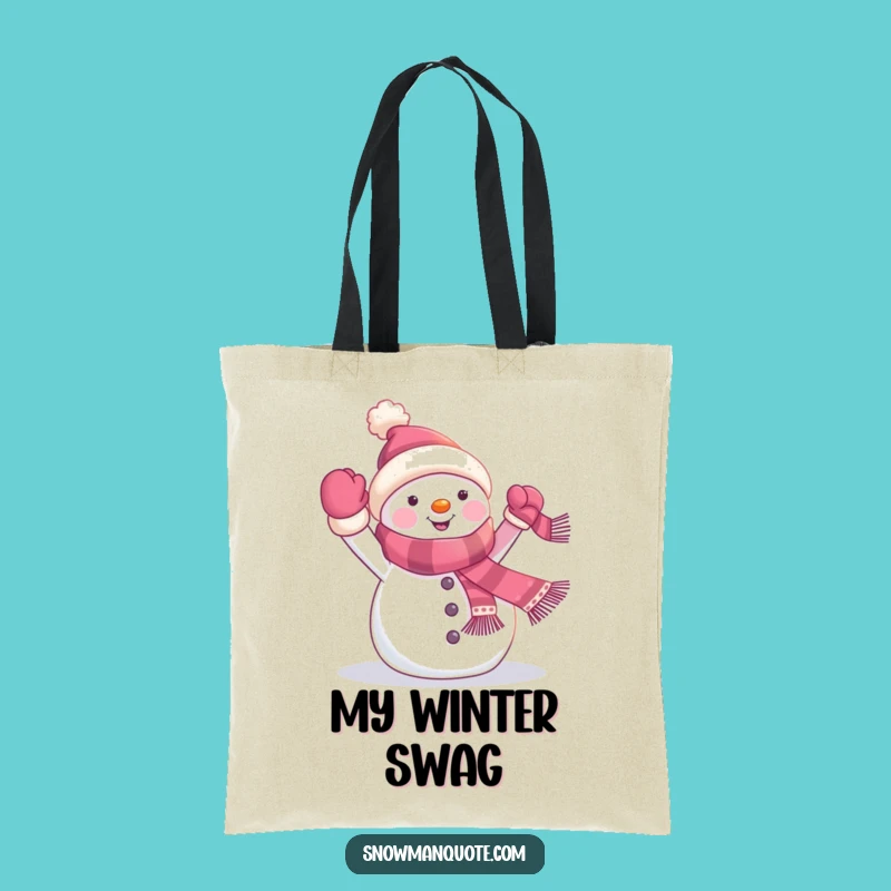 Funny Snowman Banner Tote Bag: Cheerful Winter Pal, Fun Everyday Gift